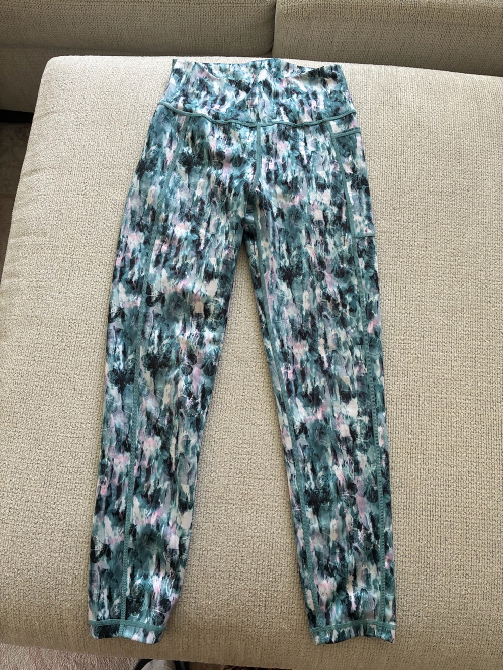 Sweaty Betty Teal Mint Pink Abstract Print Leggings